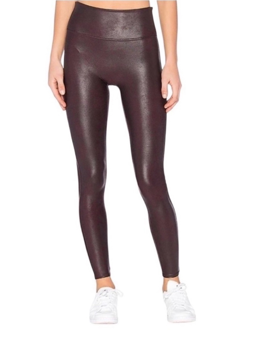 Spanx Faux Leather Leggings in Dark Burgundy